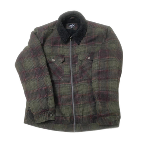 Billabong Other - Billabong Men's Size XL Sherpa Lined Wool Blend Tweed Zip Front Long Sleeve Coat